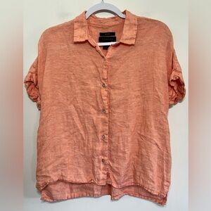 Tahari 100% Linen Boxy Fit Button Up Shirt